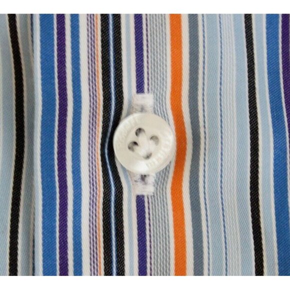 Robert Graham Mens Shirt Striped Long Sleeve Button Flip Cuff Multi Sz L - Picture 3 of 15